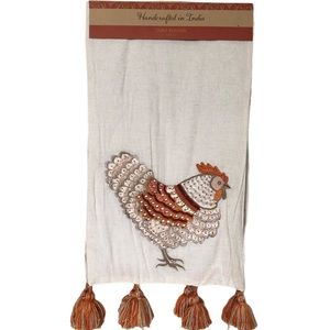Handcrafted Embroidered Chicken Table Runner | 16”x72” | Made in India | NWT